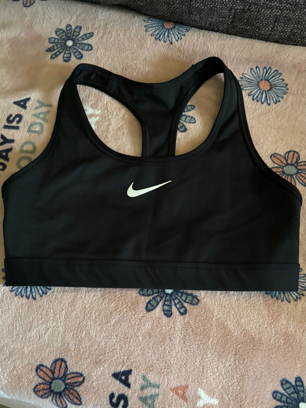 Nike Black Racerback Sports Bra with White Swoosh